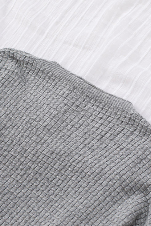 Wrap V Neck Waffle Sweater